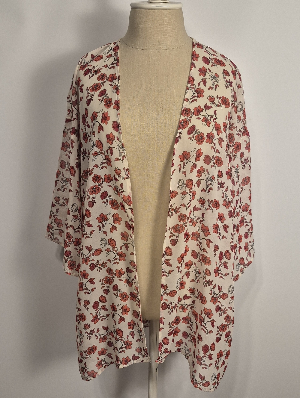 Divided H&M S Floral Open Front Kimono Cardigan Cover Up